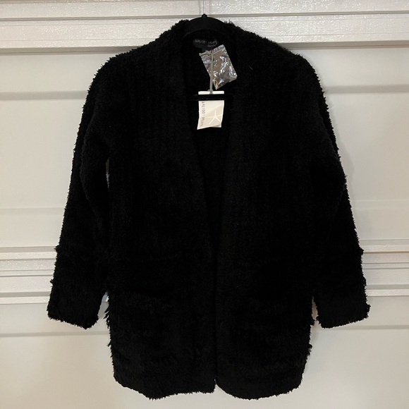 New! Barefoot Dreams Cozychic Boardwalk Black Cardigan XS - Picture 3 of 8